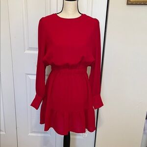NWT CUPSHE VIBRANT RED LONG SLEEVE DRESS. SIZE MEDIUM.